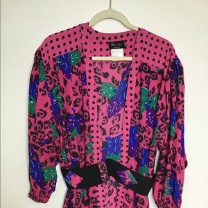 Vintage 80’s Diane Fries belted jacket multicolor